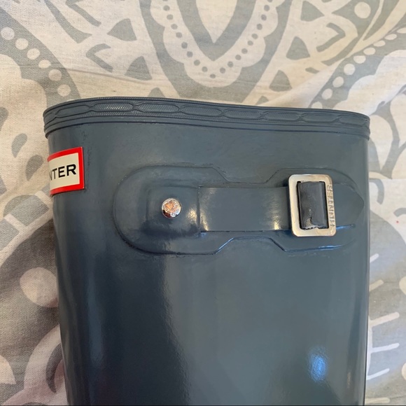 Tall Grey Glossy Hunter Boots - Picture 5 of 9